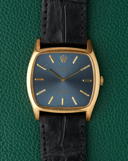 Rolex Cellini Ref. 3805 Blue Sunburst 18k Yellow Gold TV case 1976