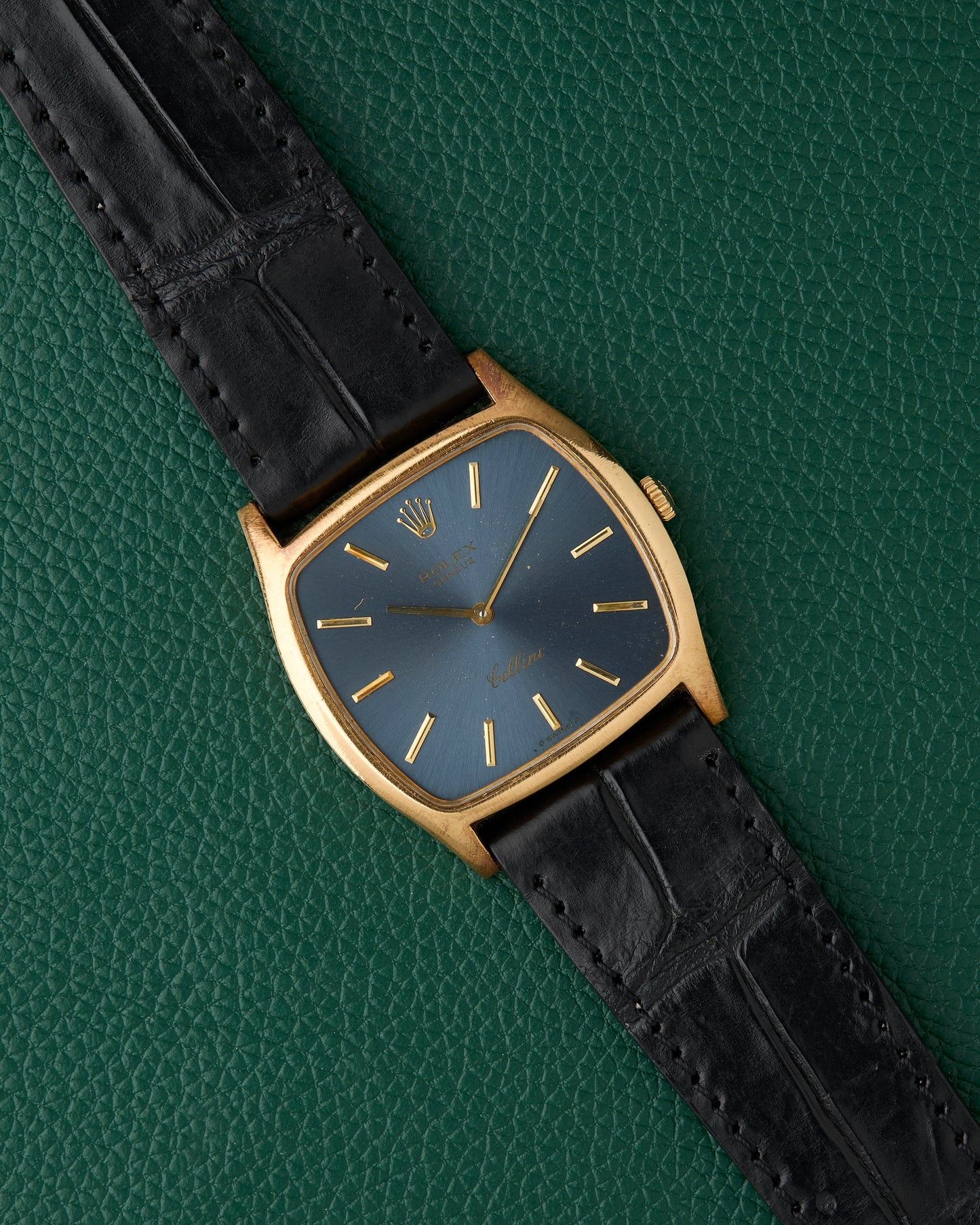 Rolex Cellini Ref. 3805 Blue Sunburst 18k Yellow Gold TV case 1976