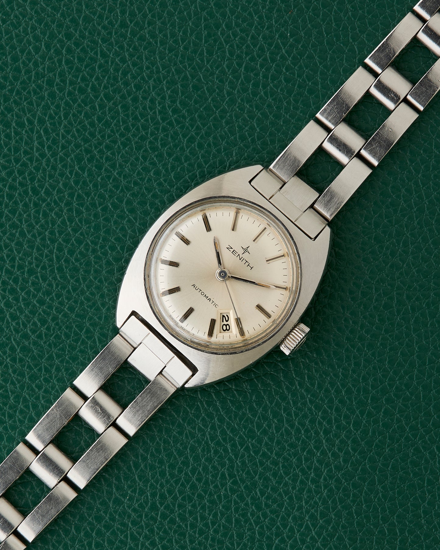 Zenith Silver Dial C-Case Vintage Ladies Watch Gay Freres Ladder Bracelet