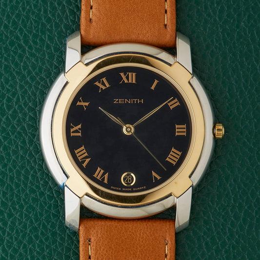 Zenith NOS Ref. 19.0130.387 Vintage Two Toned Black Dial Watch