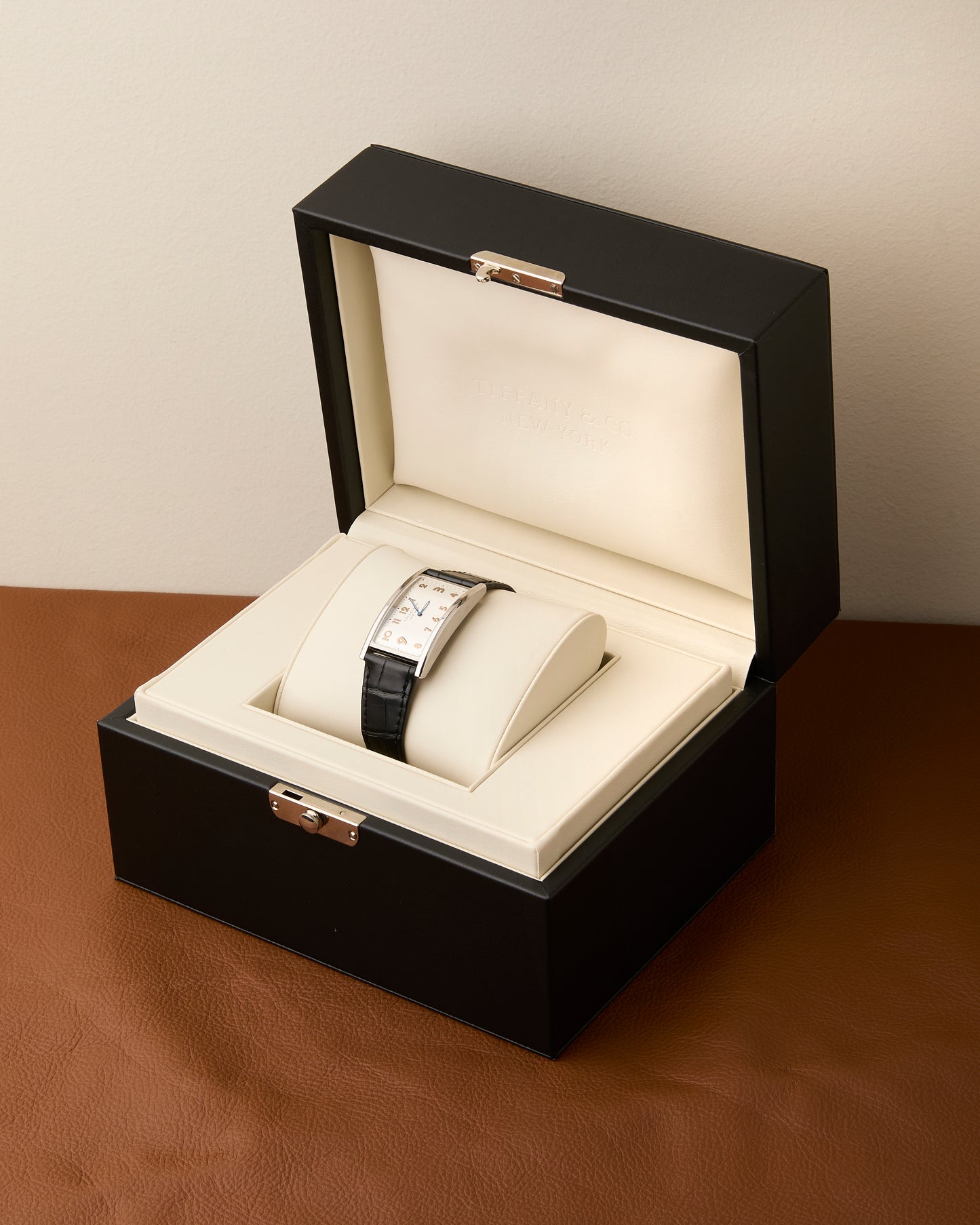 Tiffany & Co. New York East West Drivers Silver Art Deco Watch Boxed