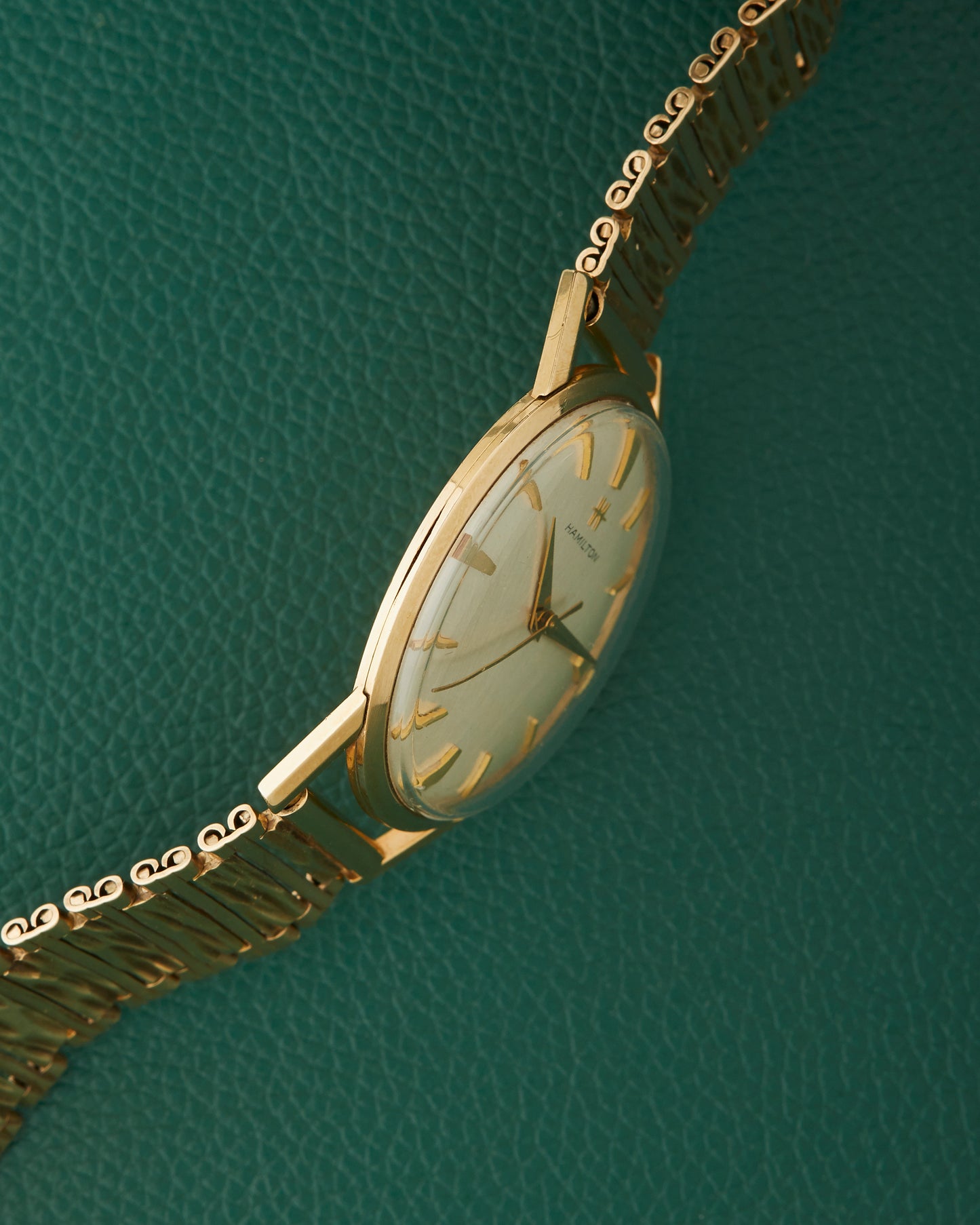 Hamilton 9k Yellow Gold Vintage Dress Watch 9k Bark Bracelet