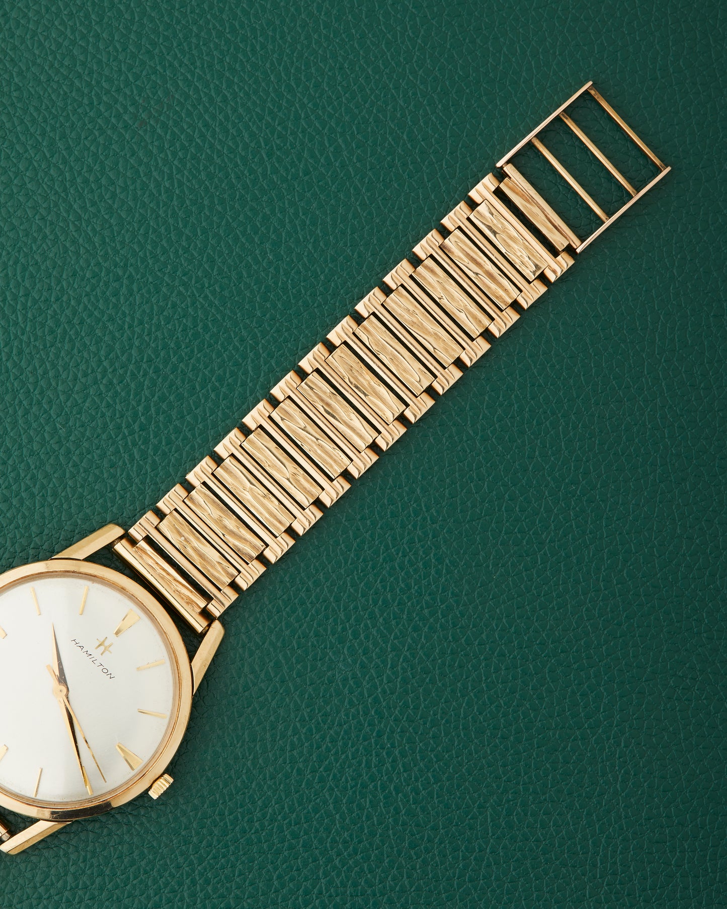 Hamilton 9k Yellow Gold Vintage Dress Watch 9k Bark Bracelet