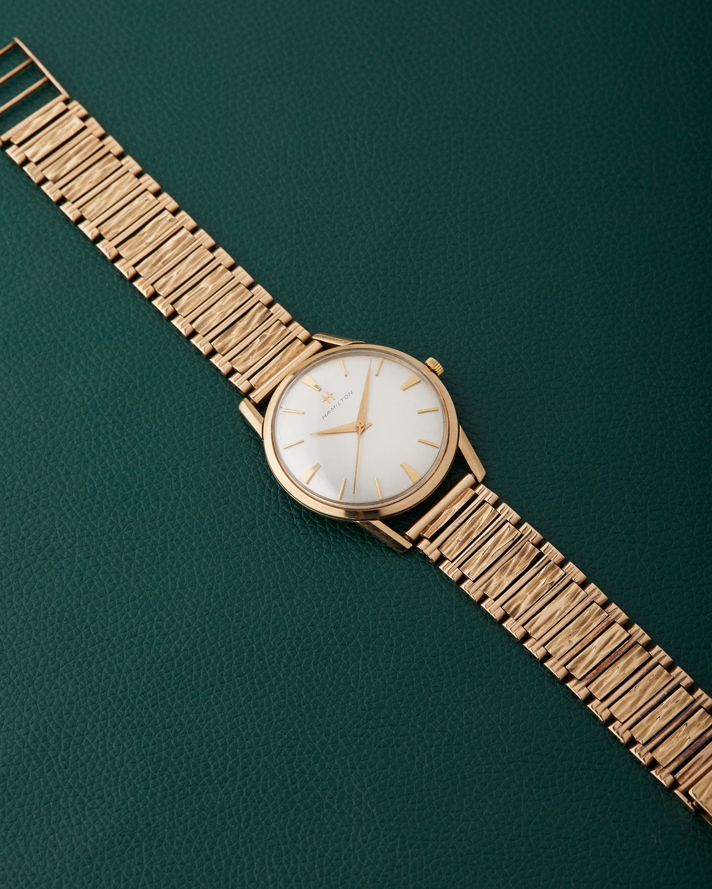 Hamilton 9k Yellow Gold Vintage Dress Watch 9k Bark Bracelet