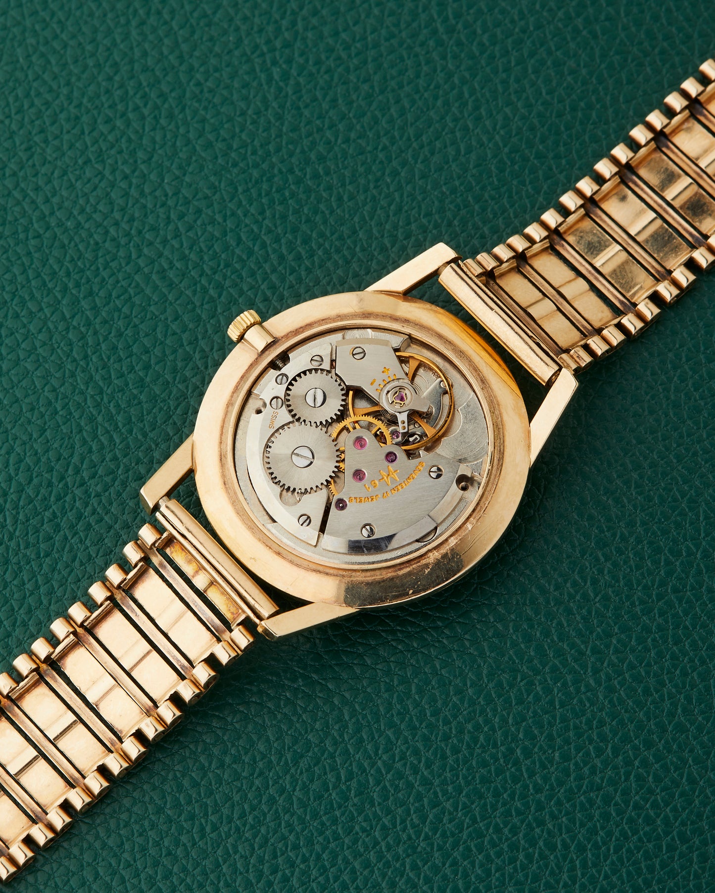 Hamilton 9k Yellow Gold Vintage Dress Watch 9k Bark Bracelet