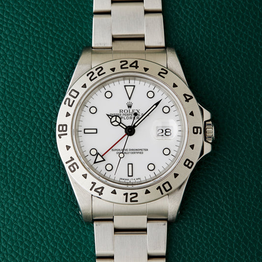 Rolex Explorer II 16570 X Serial 1991 Oyster Bracelet Polar White Dial