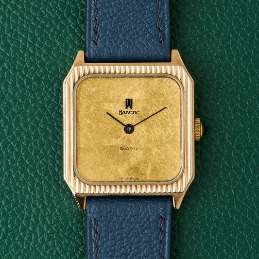 Bouverie 9K British London Yellow Gold Tank Quartz Vintage 1983