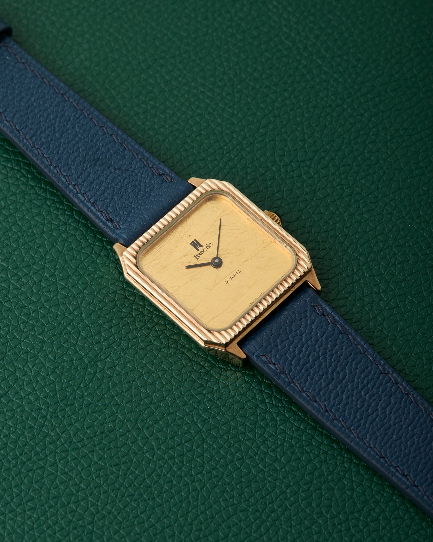 Bouverie 9K British London Yellow Gold Tank Quartz Vintage 1983