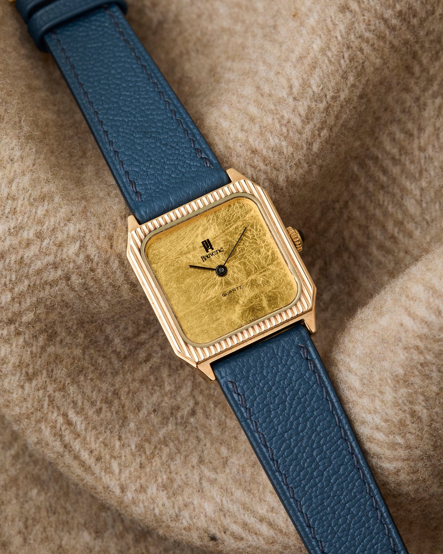 Bouverie 9K British London Yellow Gold Tank Quartz Vintage 1983