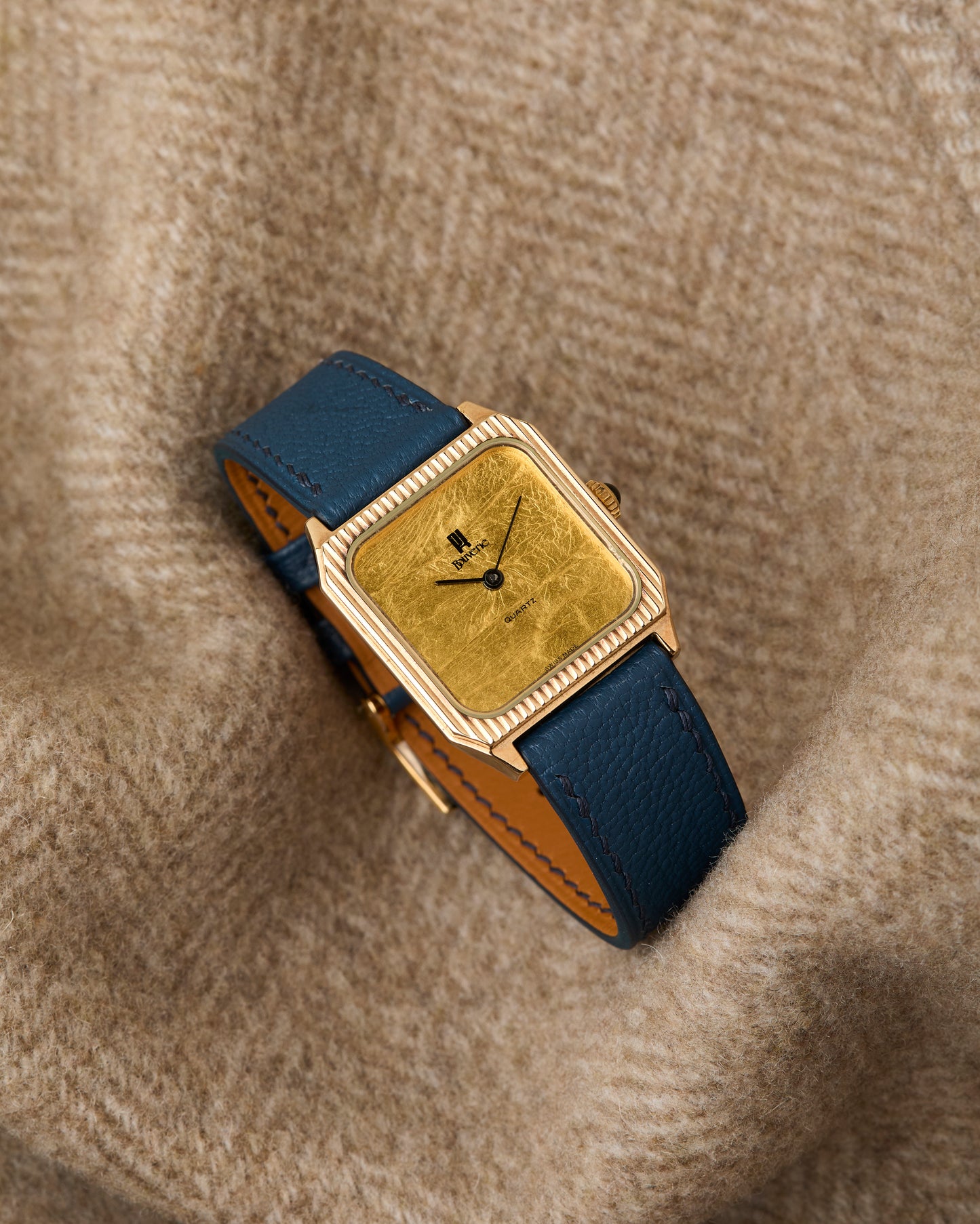 Bouverie 9K British London Yellow Gold Tank Quartz Vintage 1983