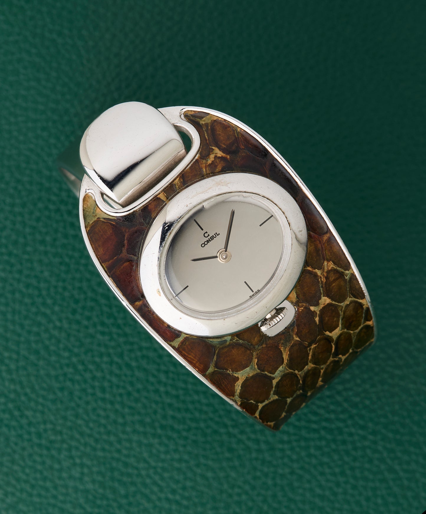 Consul Sculptural Reflective Patterned Cuff Bracelet Watch
