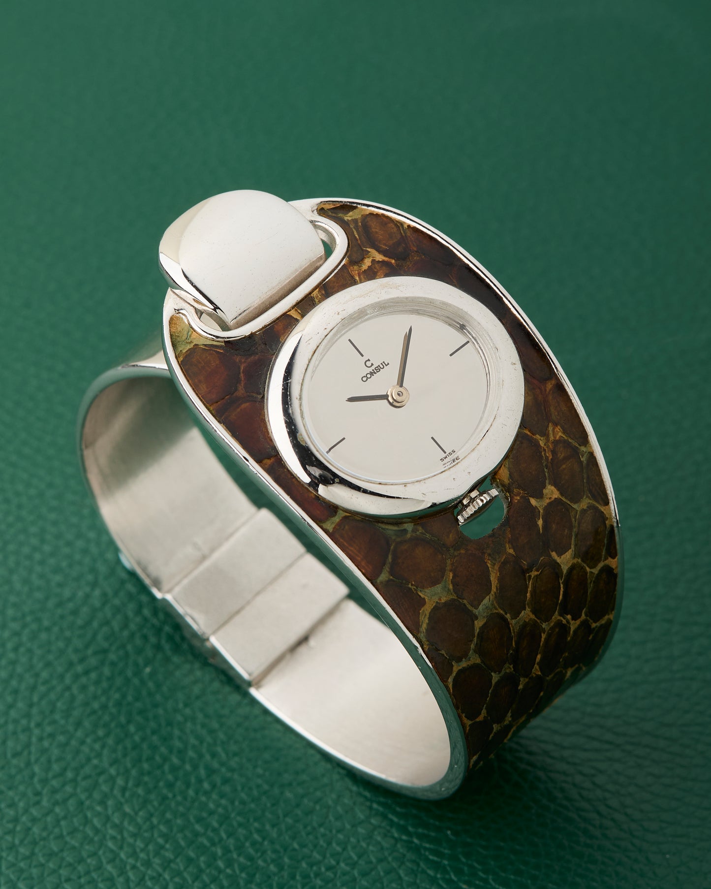 Consul Sculptural Reflective Patterned Cuff Bracelet Watch