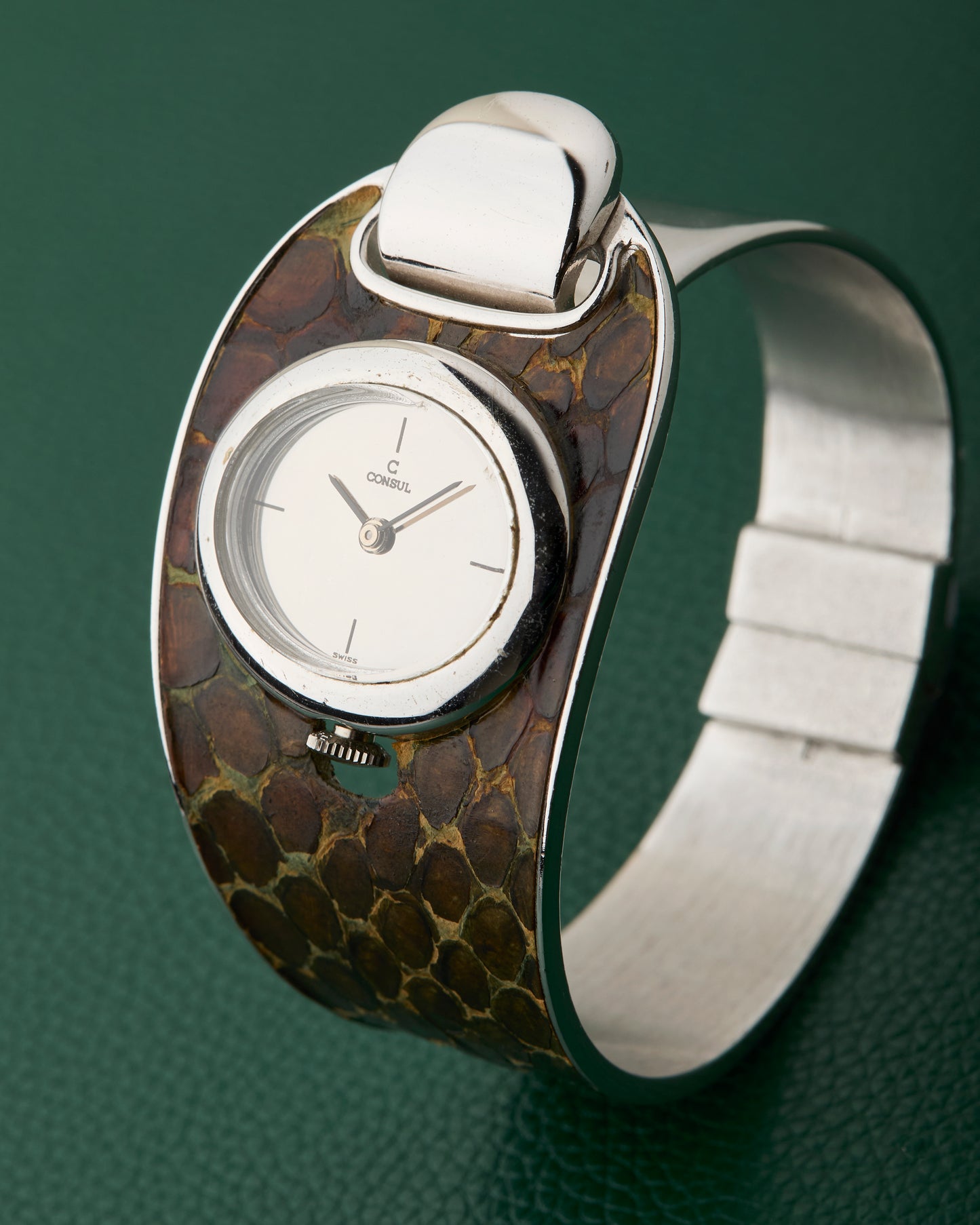 Consul Sculptural Reflective Patterned Cuff Bracelet Watch