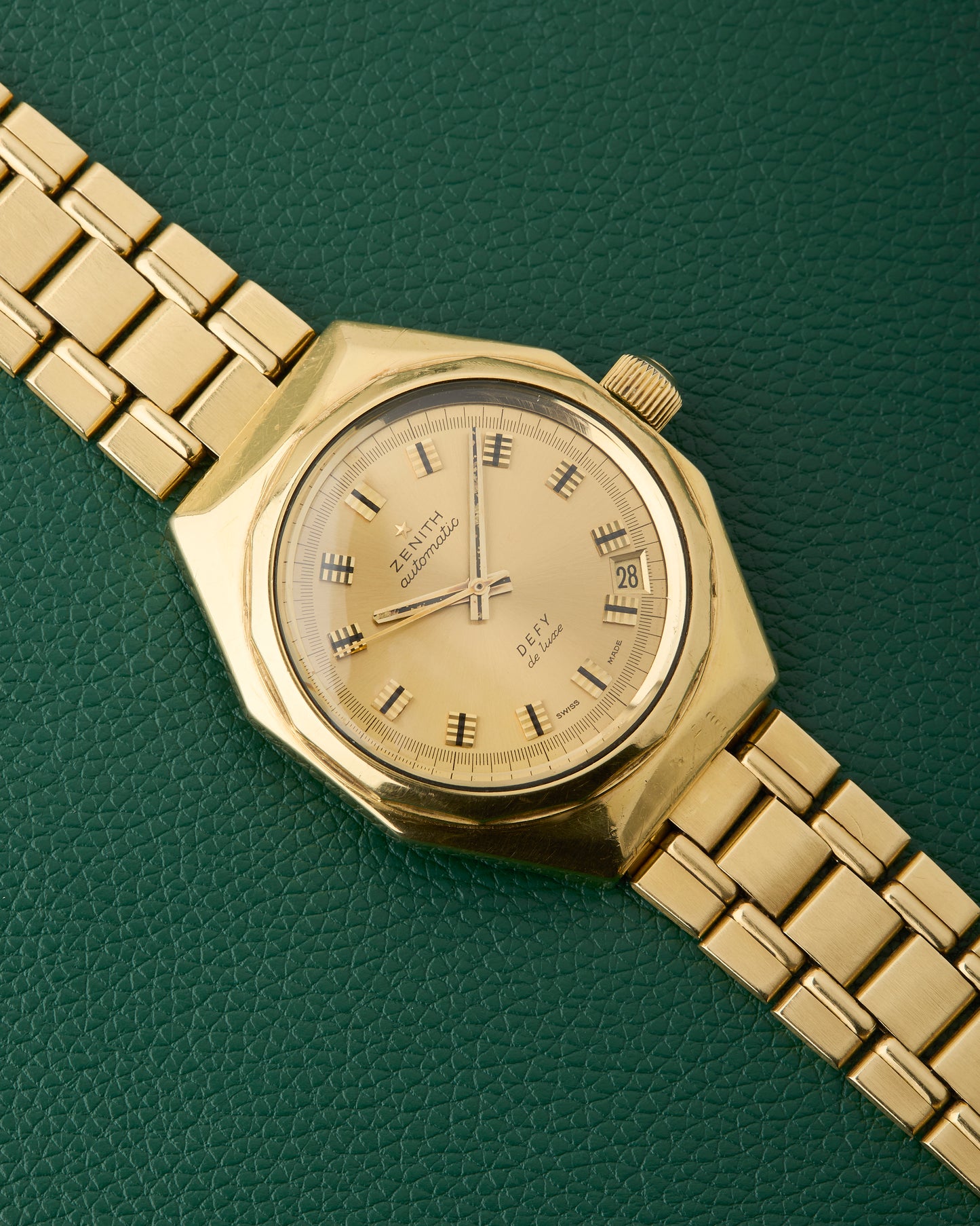 Zenith Defy de Luxe 18k Yellow Gold Octagon 18K Chiclets Bracelet 1971