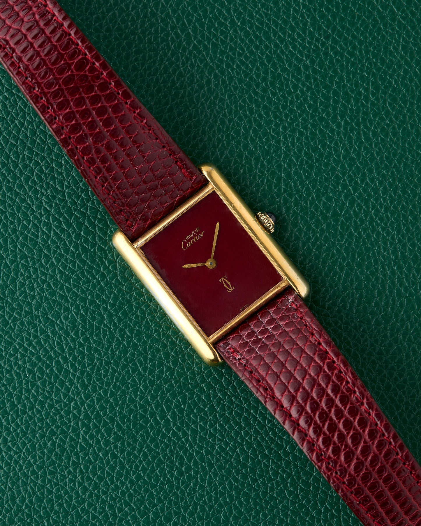Cartier Tank Must de Cartier Rouge Burgundy Dial Manual Wind