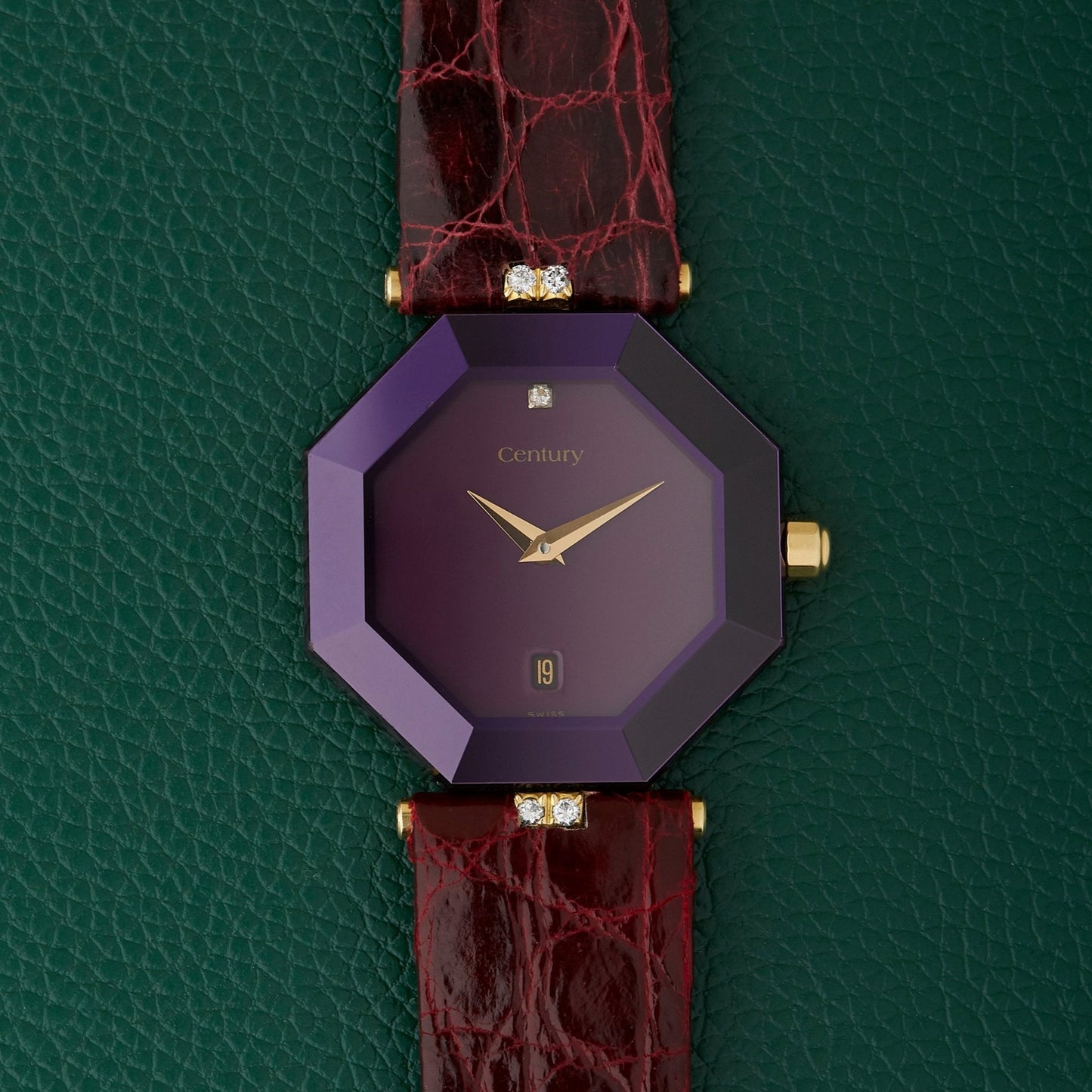 Century Purple Sapphire & 18k Watch With Diamonds