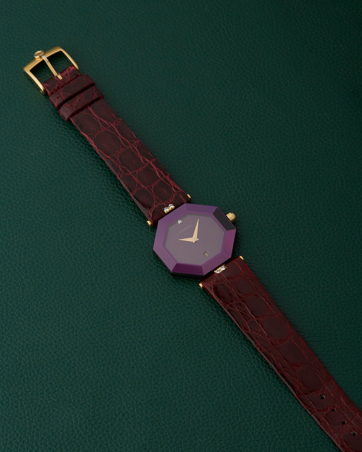 Century Purple Sapphire & 18k Watch With Diamonds