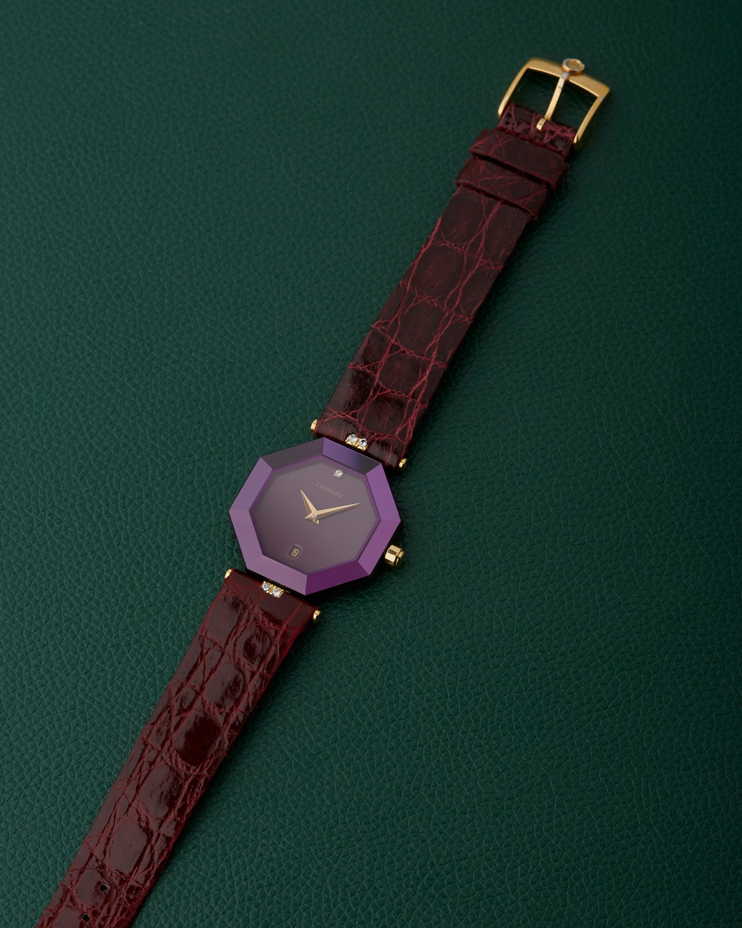 Century Purple Sapphire & 18k Watch With Diamonds