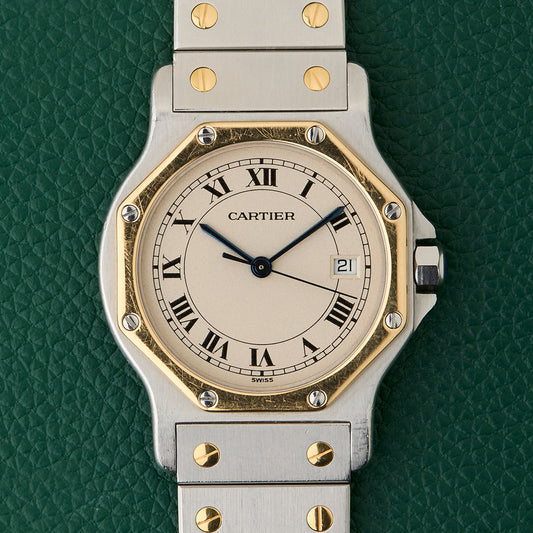 Cartier Santos Octagon Ref.187902 Two Toned 18k Yellow Gold Octagonal Bezel