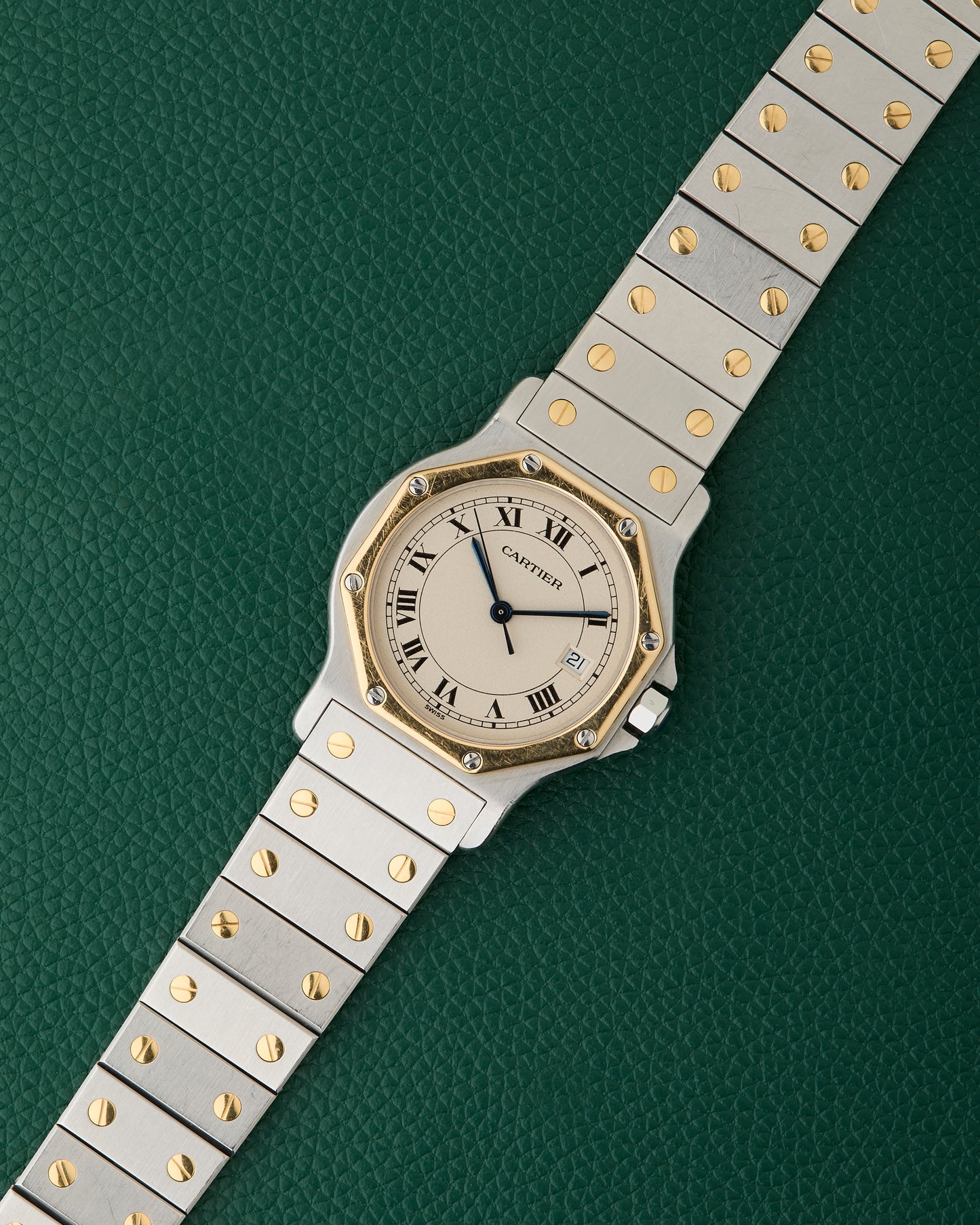 Cartier Santos Octagon Ref.187902 Two Toned 18k Yellow Gold Octagonal Bezel