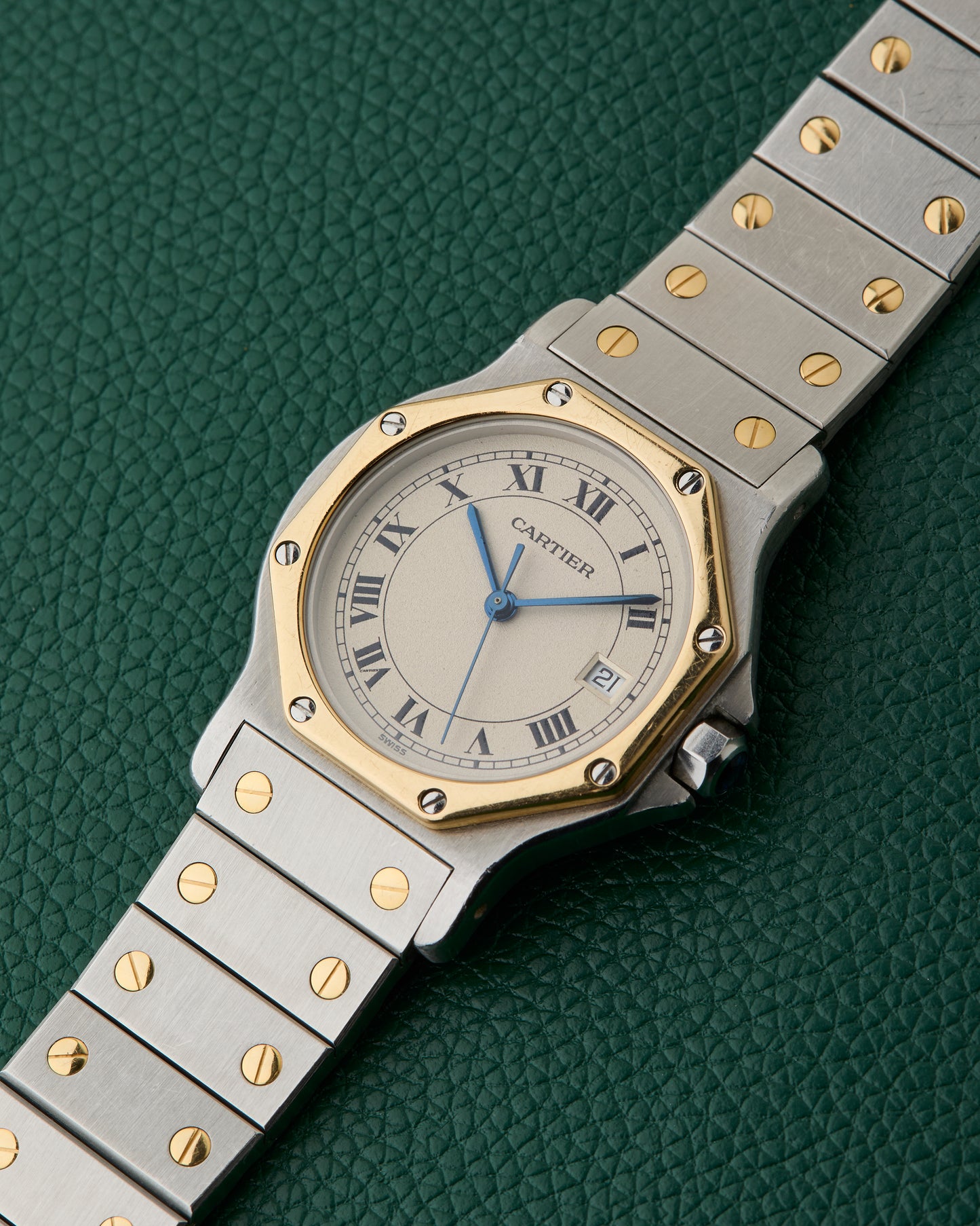 Cartier Santos Octagon Ref.187902 Two Toned 18k Yellow Gold Octagonal Bezel
