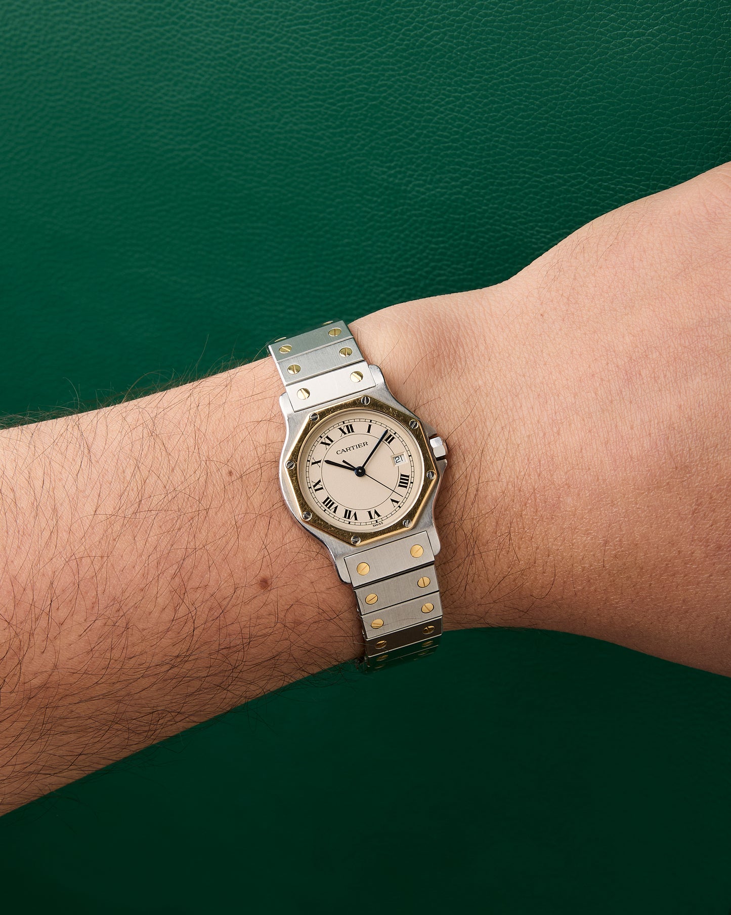 Cartier Santos Octagon Ref.187902 Two Toned 18k Yellow Gold Octagonal Bezel