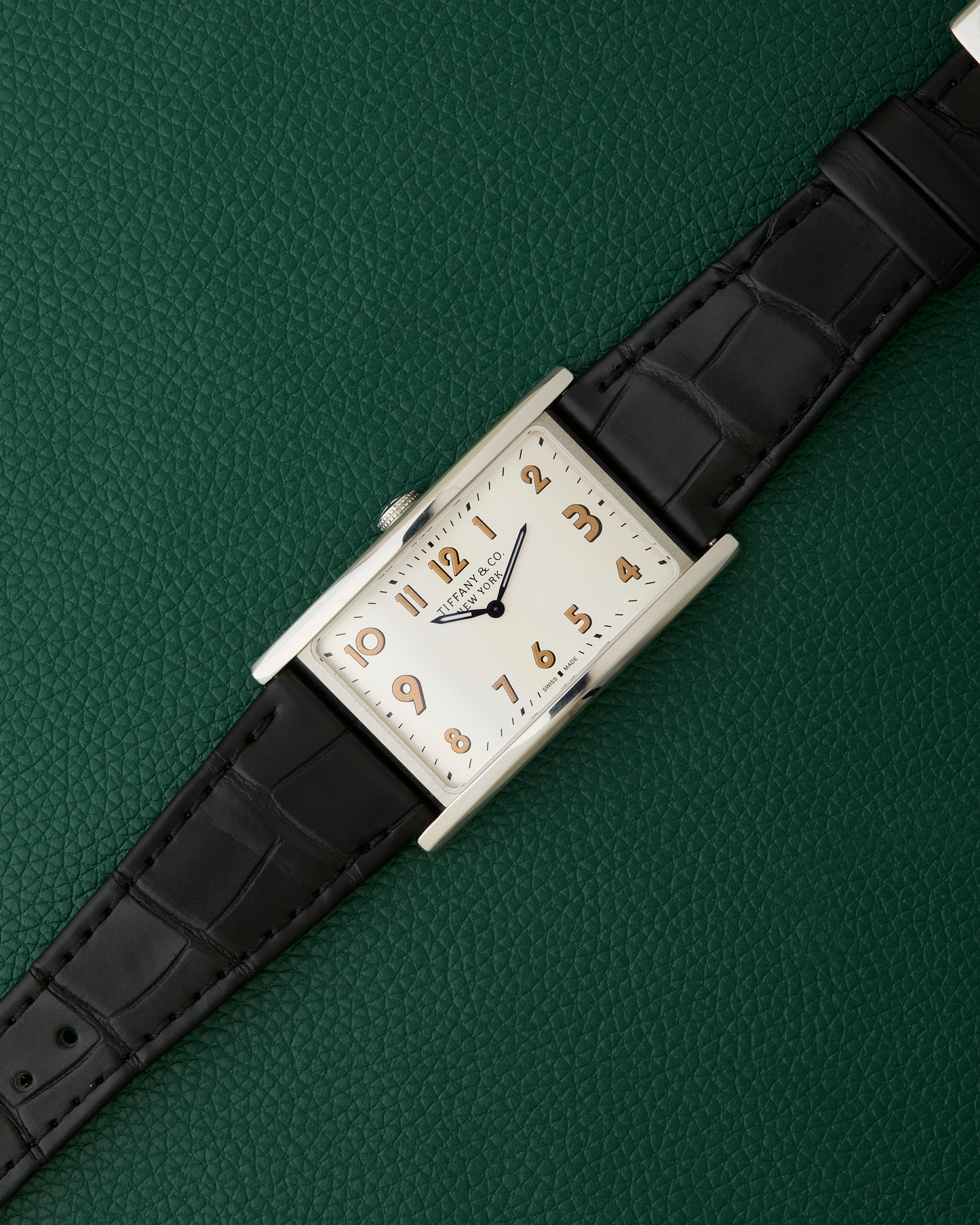 Tiffany & Co. New York East West Drivers Silver Art Deco Watch Boxed