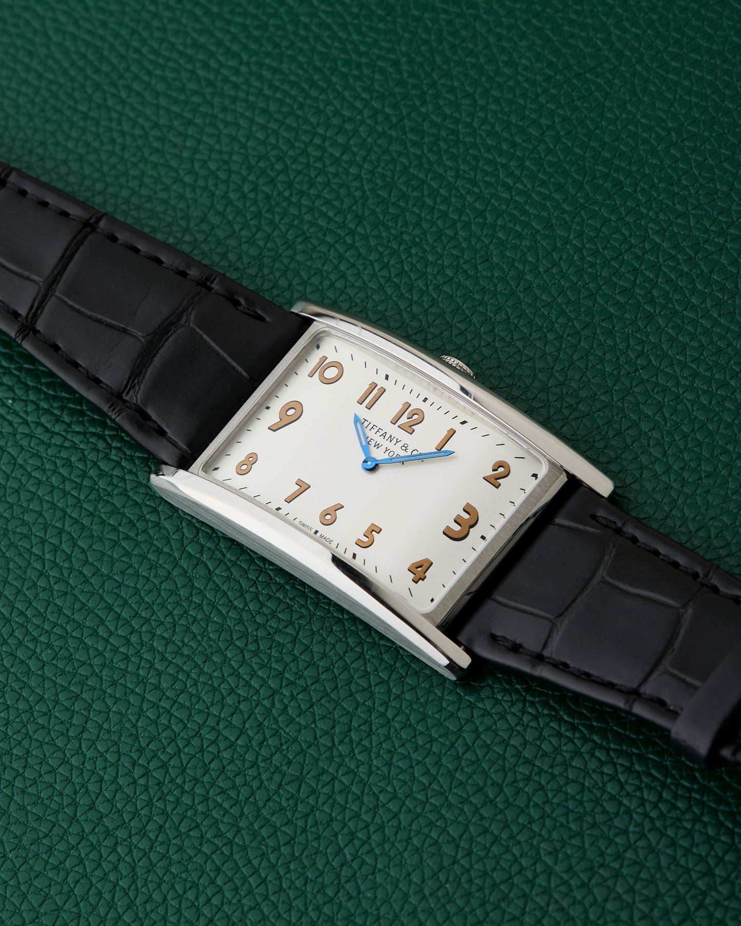 Tiffany & Co. New York East West Drivers Silver Art Deco Watch Boxed