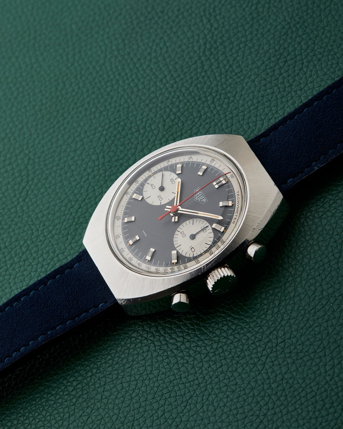 Heuer Ref.73373 Chronograph Evil Panda Grey Dial Tachymeter Vintage