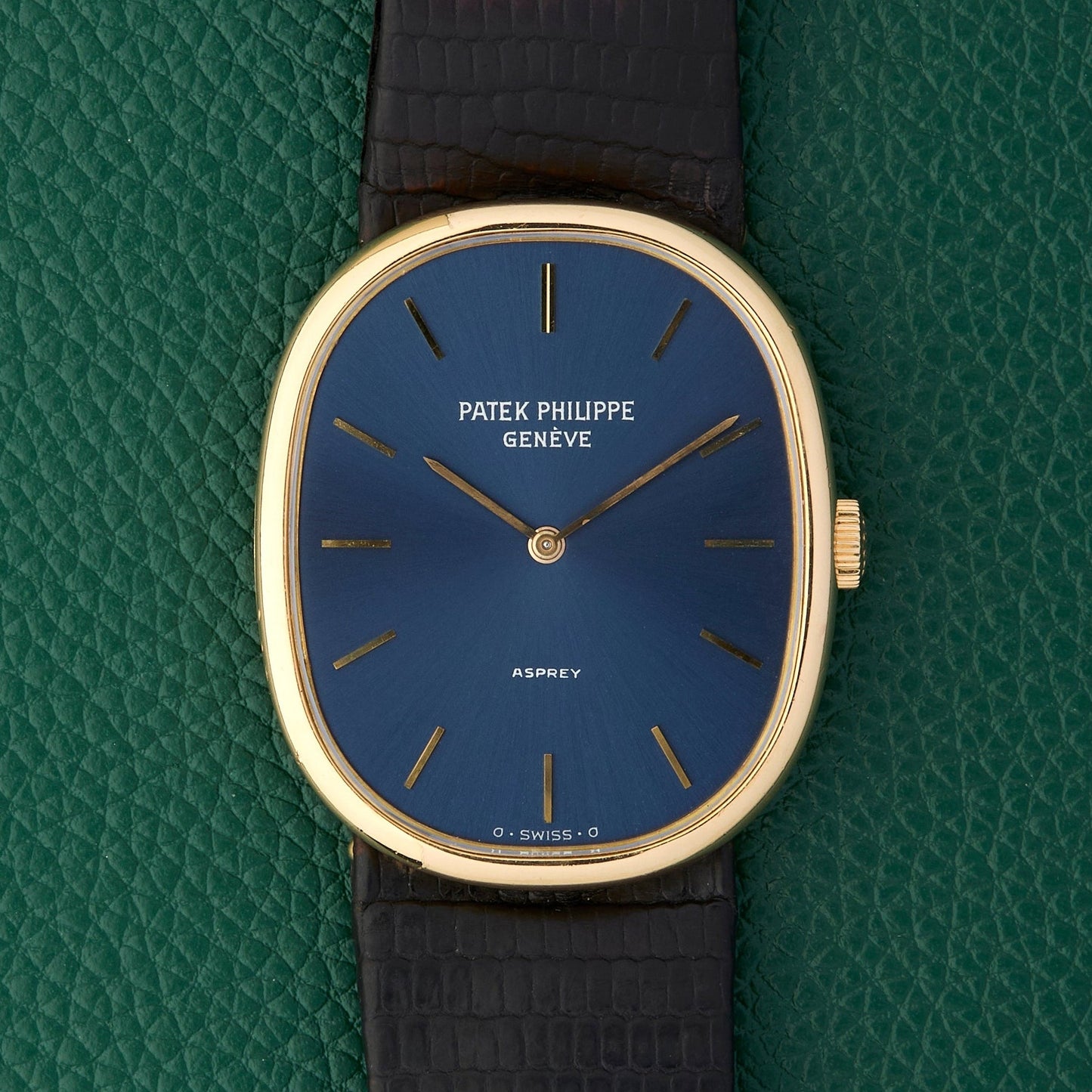 Patek Philippe Ref.3848 Ellipse Asprey Dual Signed 18k Blue Sunburst Dial