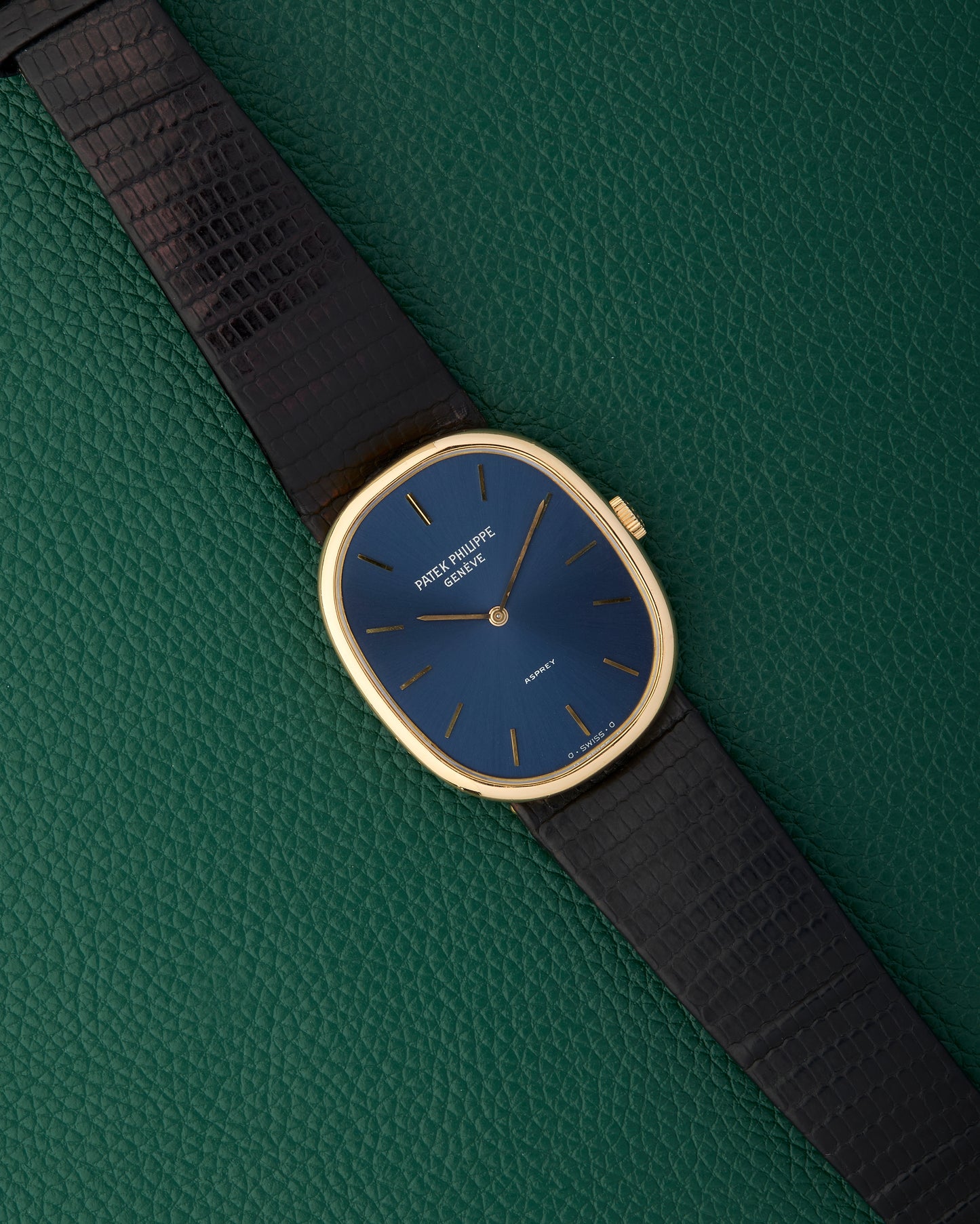 Patek Philippe Ref.3848 Ellipse Asprey Dual Signed 18k Blue Sunburst Dial