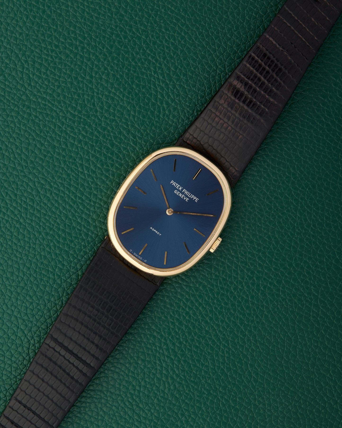 Patek Philippe Ref.3848 Ellipse Asprey Dual Signed 18k Blue Sunburst Dial