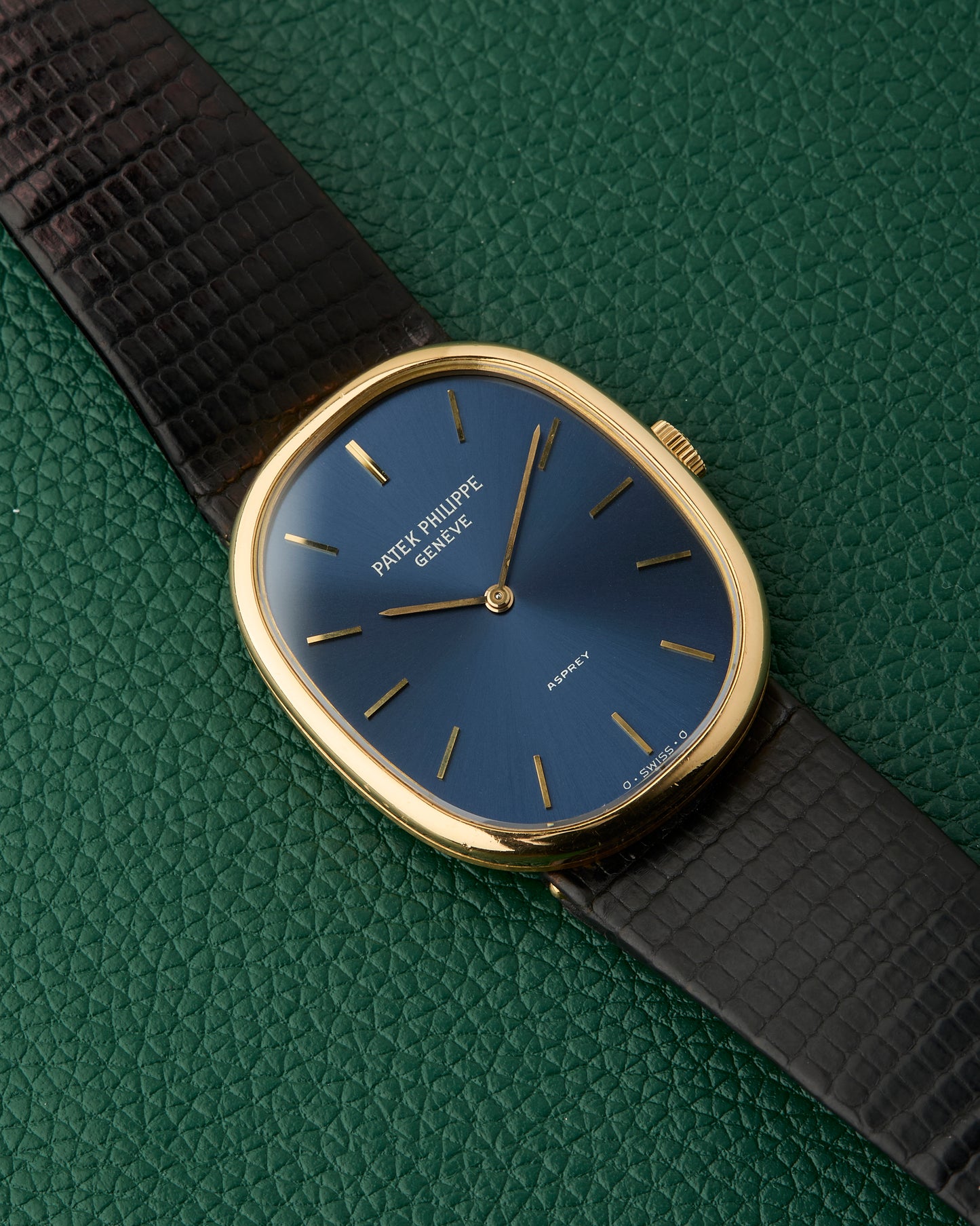 Patek Philippe Ref.3848 Ellipse Asprey Dual Signed 18k Blue Sunburst Dial