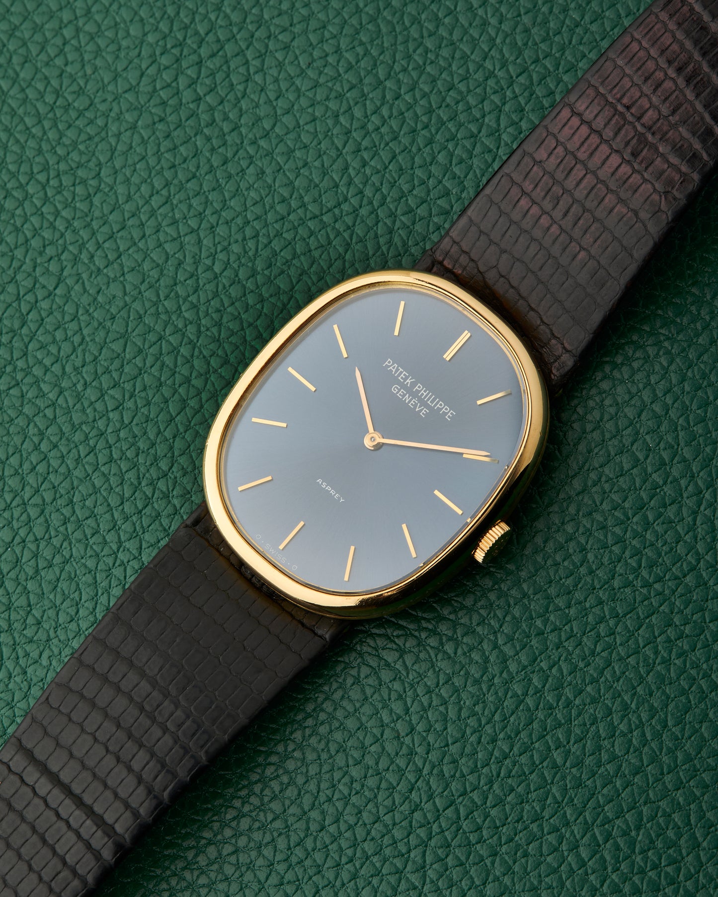 Patek Philippe Ref.3848 Ellipse Asprey Dual Signed 18k Blue Sunburst Dial