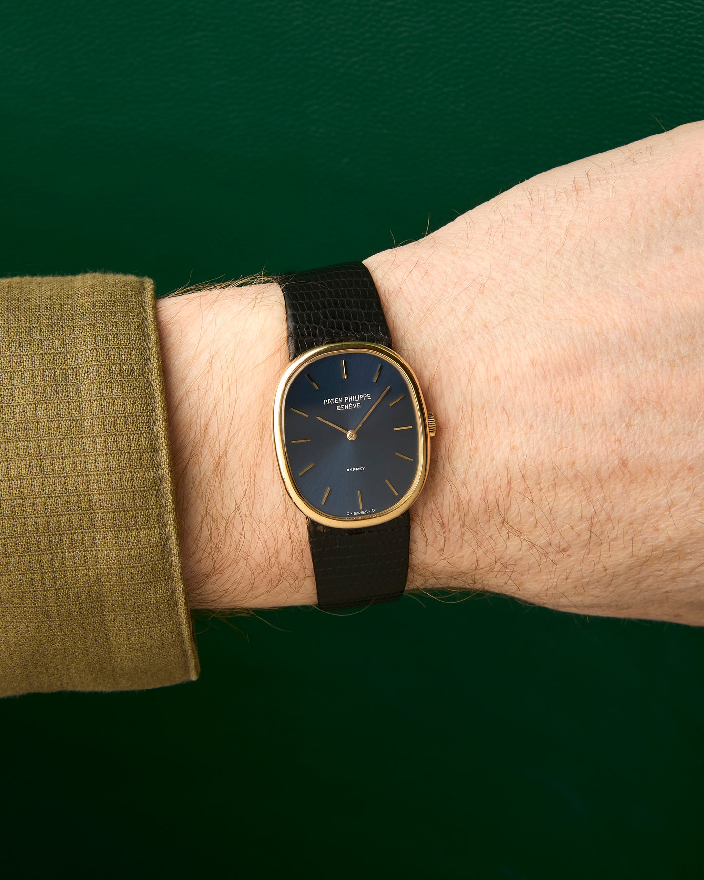 Patek Philippe Ref.3848 Ellipse Asprey Dual Signed 18k Blue Sunburst Dial