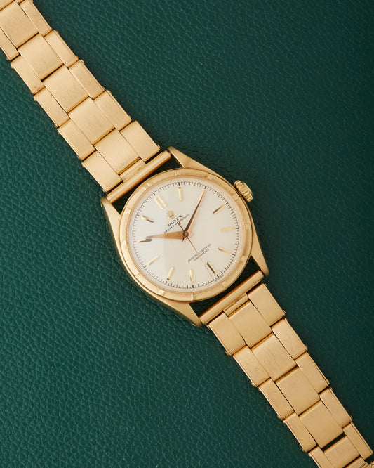 Rolex 6085 Oyster Perpetual Semi Bubbleback 18k Yellow Gold Bracelet