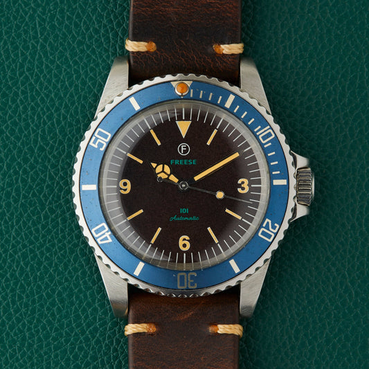 Freese 101 Dark Chocolate Dial Blue Bezel Simon Freese Watch