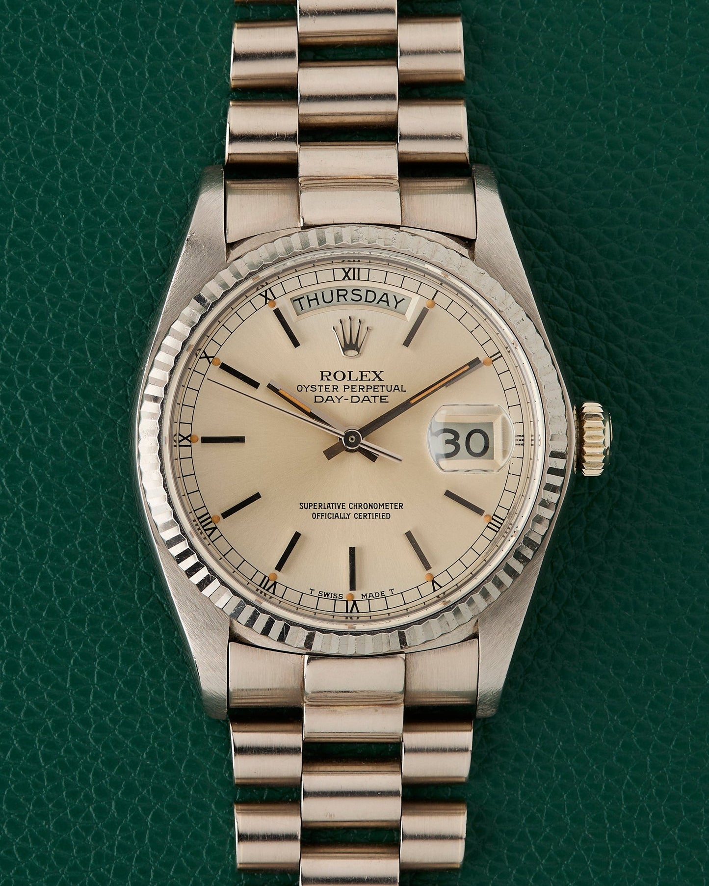 Rolex Day-Date 18039 White Gold 18k 36mm Japan President Bracelet Vintage 1978