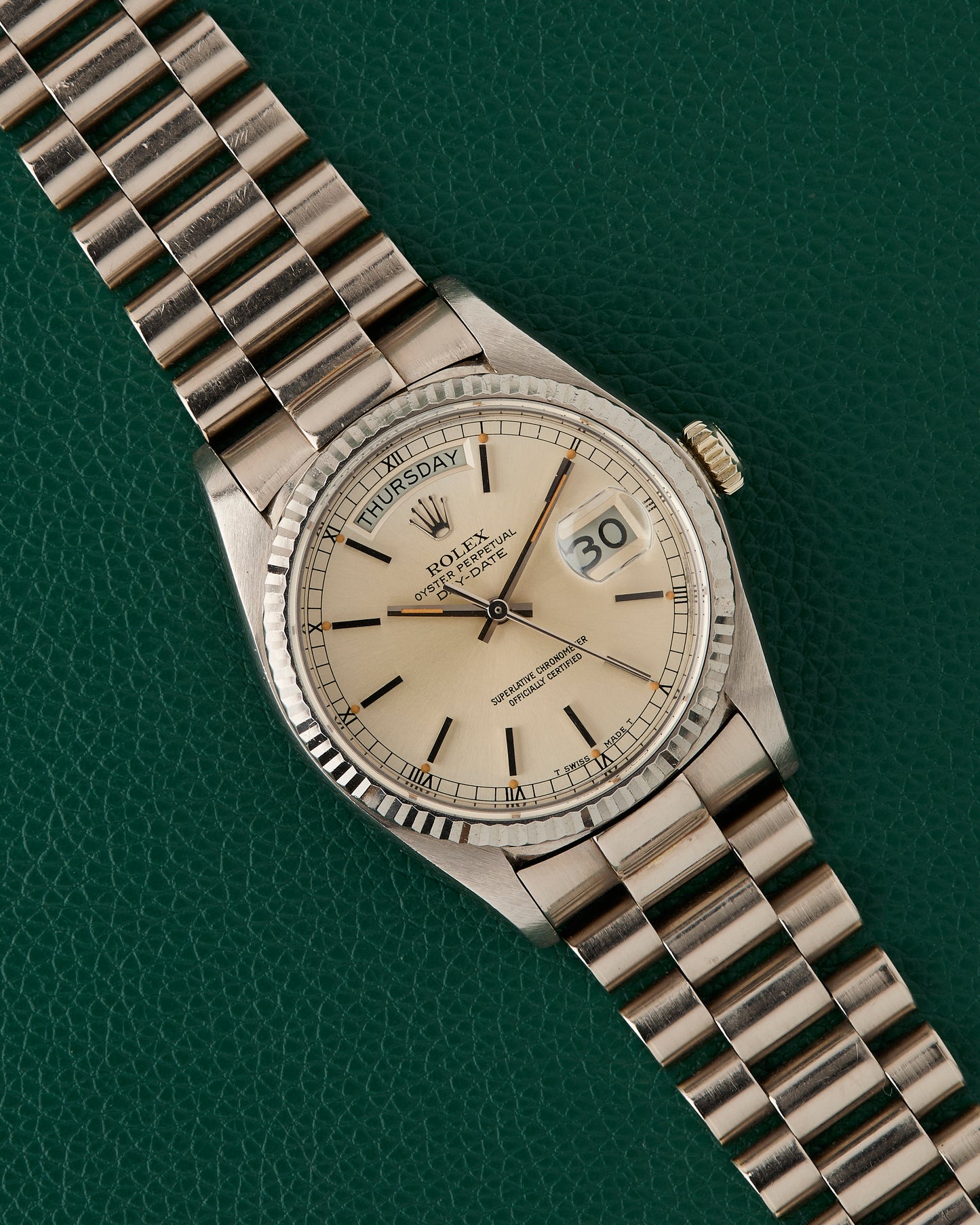 Rolex Day-Date 18039 White Gold 18k 36mm Japan President Bracelet Vintage 1978