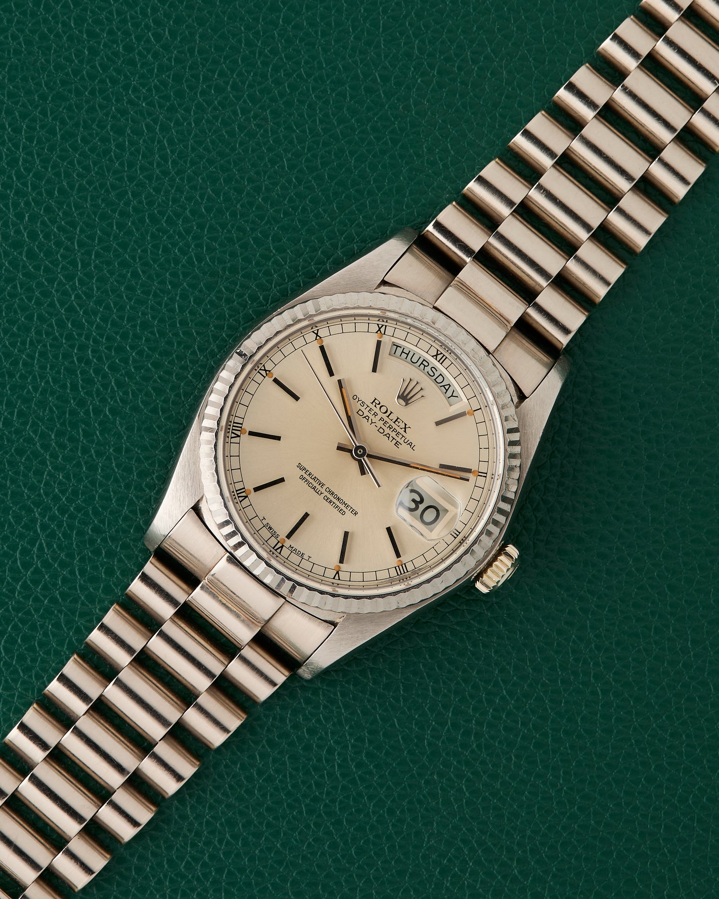 Rolex Day-Date 18039 White Gold 18k 36mm Japan President Bracelet Vintage 1978