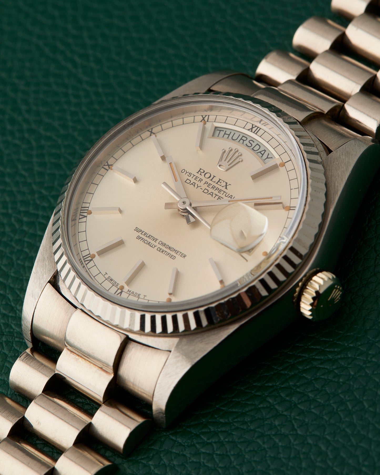 Rolex Day-Date 18039 White Gold 18k 36mm Japan President Bracelet Vintage 1978