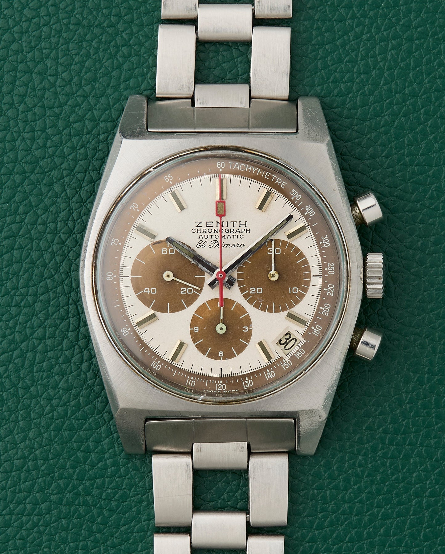 Zenith A384 Vintage El Primero Tropical Caramel Brown Gay Freres Ladder Bracelet