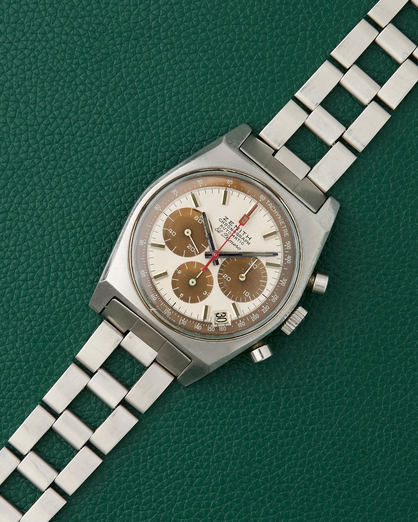 Zenith A384 Vintage El Primero Tropical Caramel Brown Gay Freres Ladder Bracelet