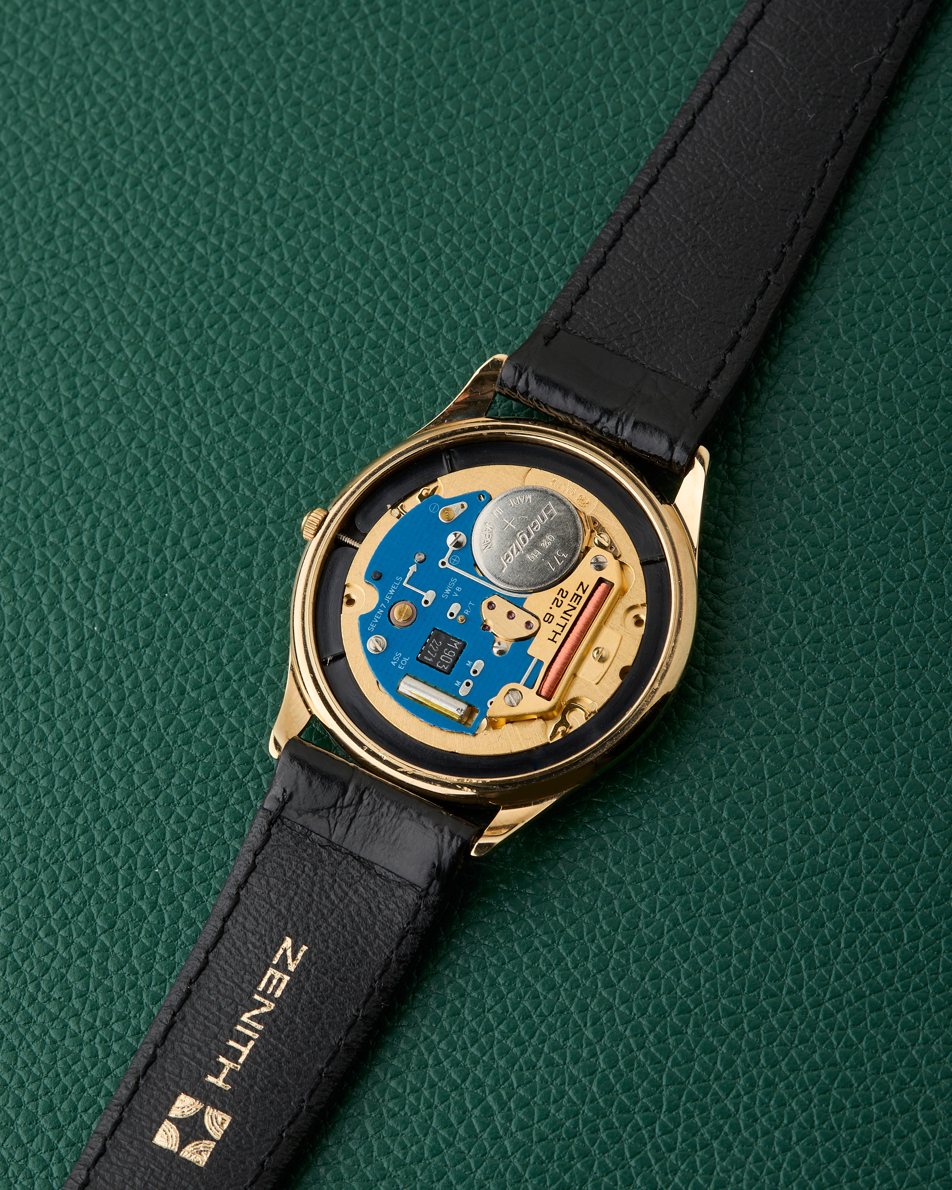 33mmRedBrass+追加Goldplated その2 Zenith NOS Ref. 27.2190.226 Gold Plated Signed Strap & Buckle