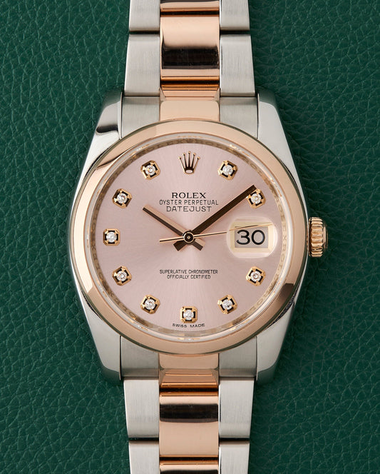 Rolex DateJust Ref. 116201 Salmon Dial Diamonds Full Set 2015