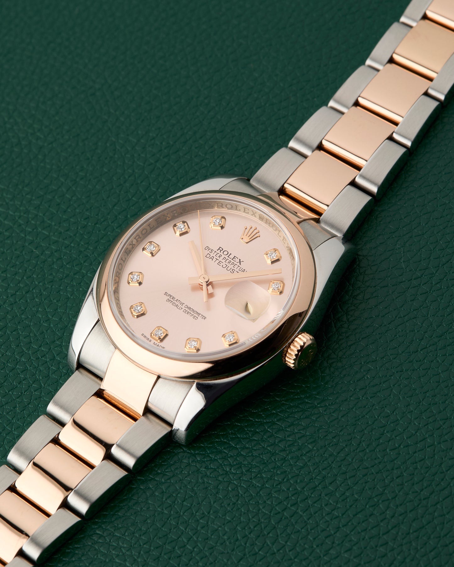 Rolex DateJust Ref. 116201 Salmon Dial Diamonds Full Set 2015