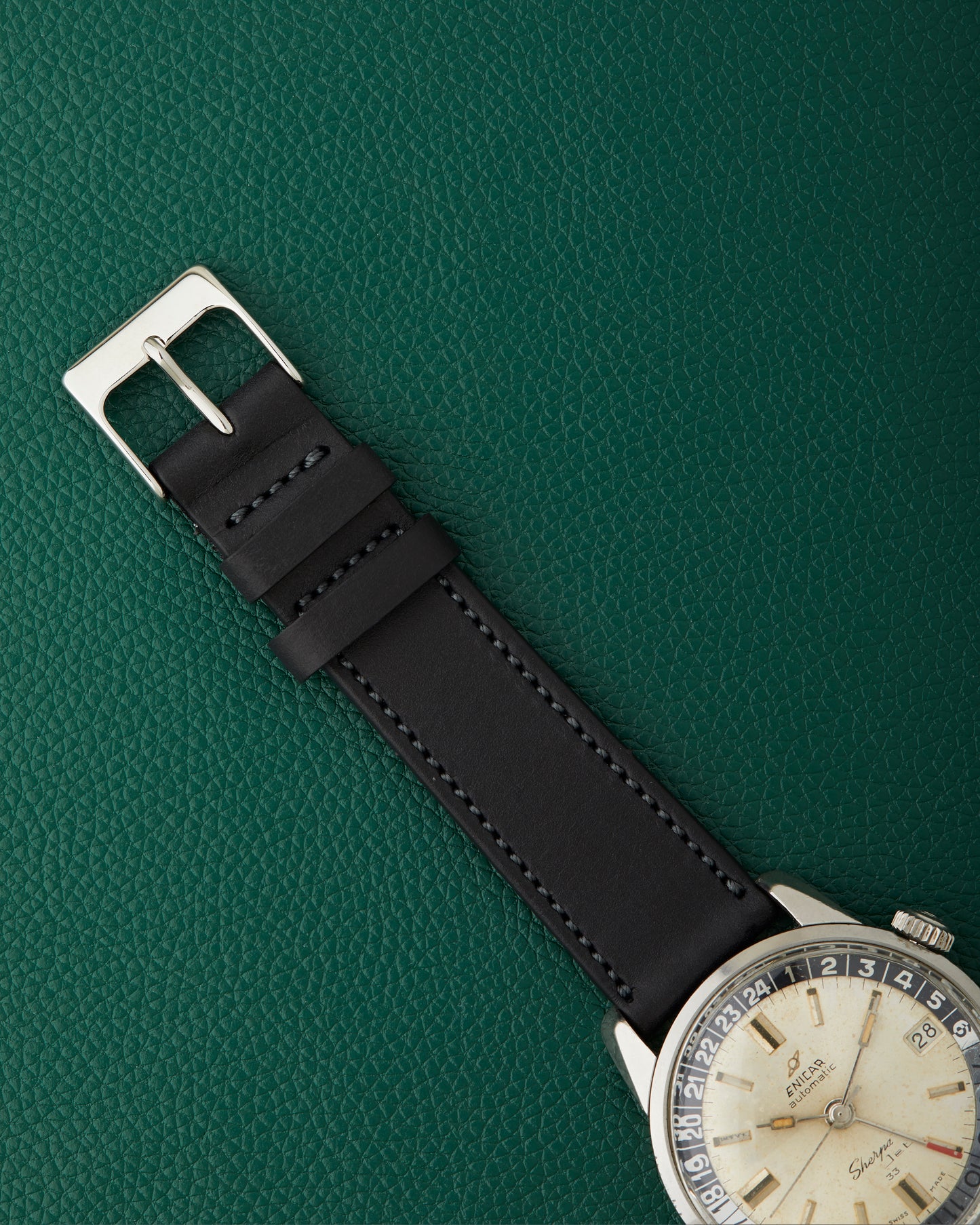 Enicar Sherpa Jet 33 Ref. 126/002 Silver Patina Dial Dual Crowns