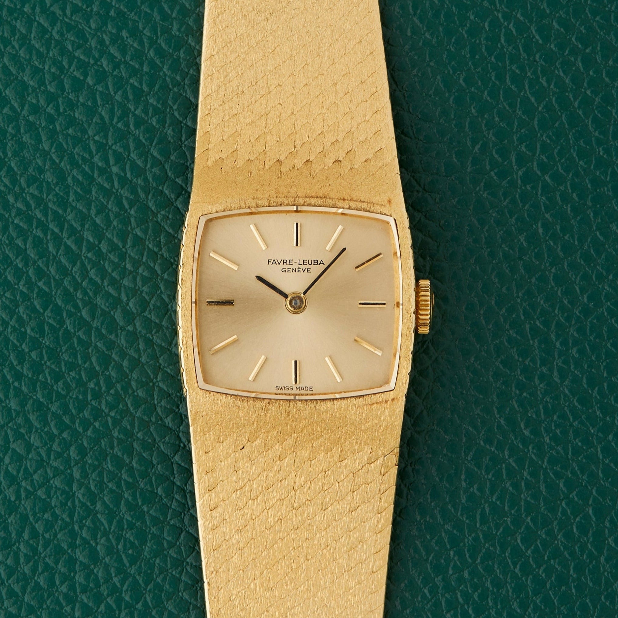 Favre-Leuba 18k Yellow Gold Integrated Bracelet Watch With Box