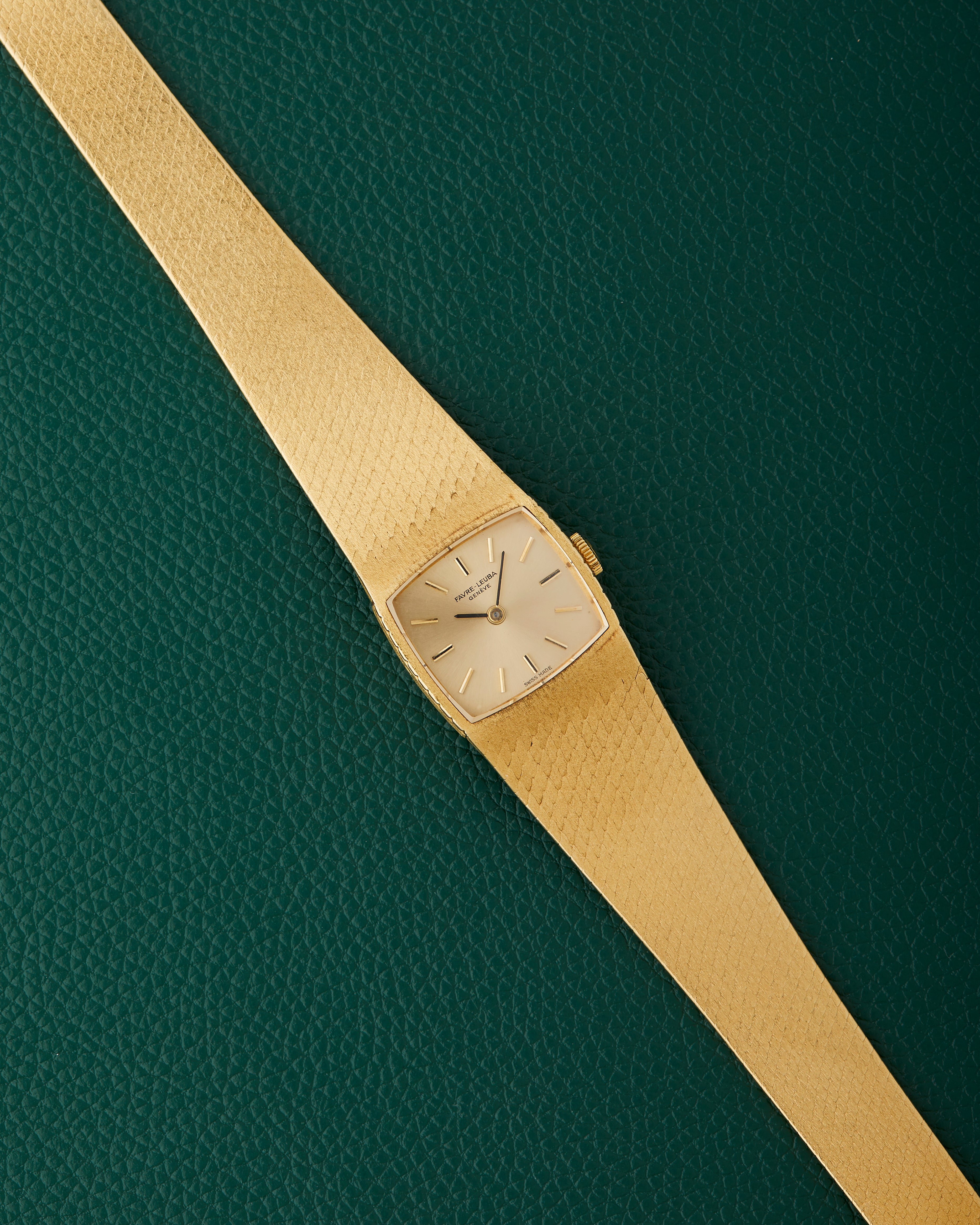 Favre-Leuba 18k Yellow Gold Integrated Bracelet Watch With Box