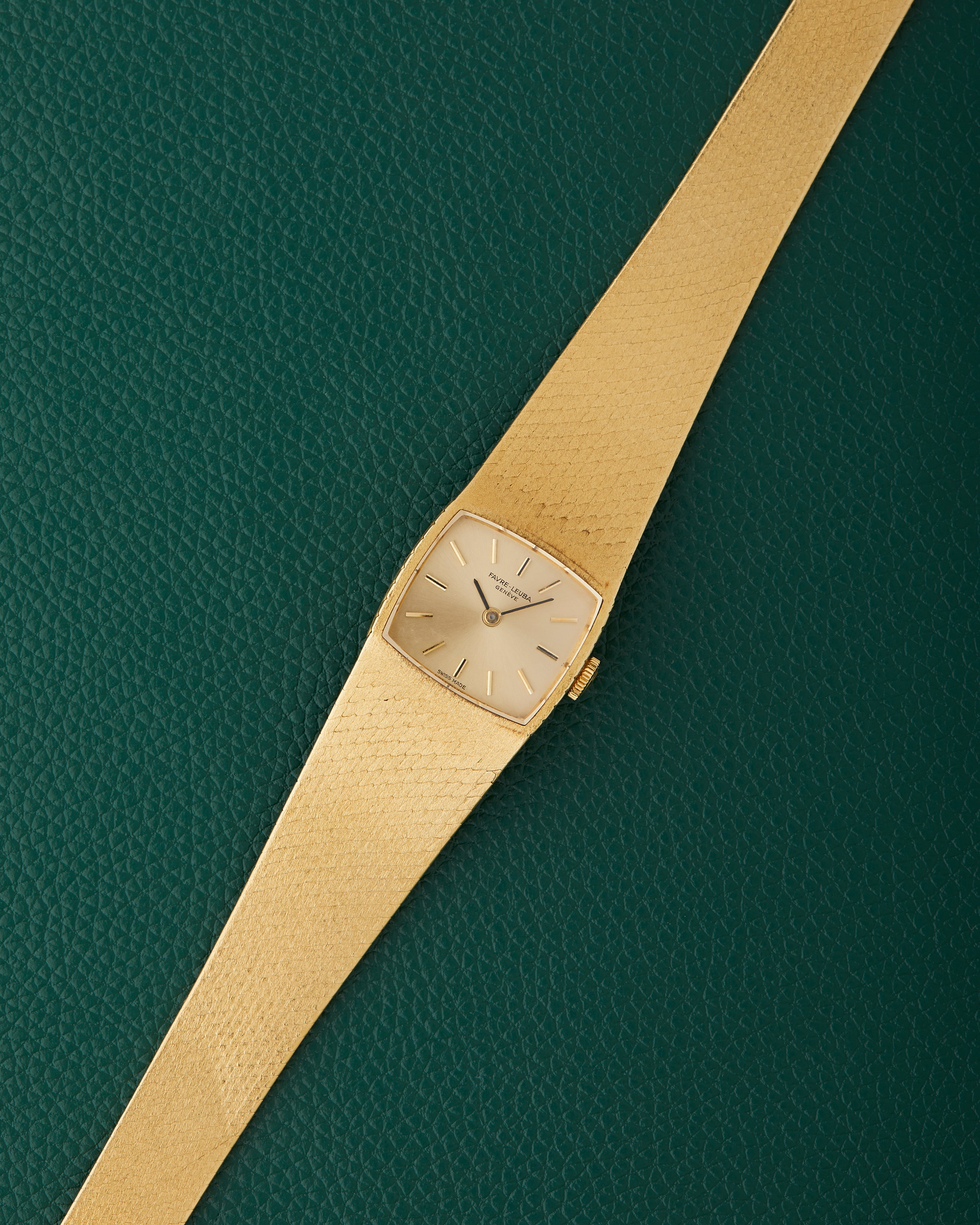 Favre-Leuba 18k Yellow Gold Integrated Bracelet Watch With Box